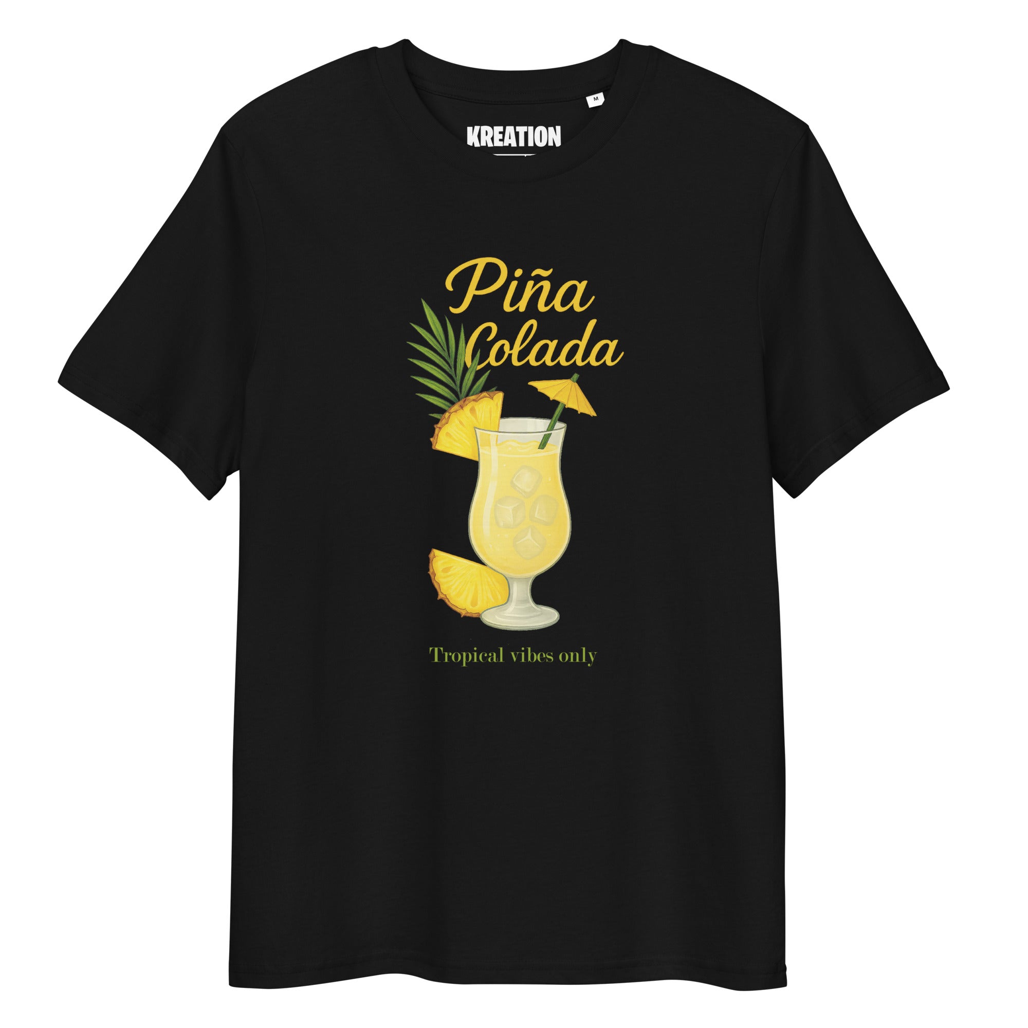 Piña colada cocktail black organic cotton t-shirt