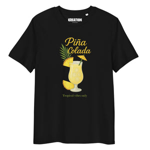 Piña colada cocktail black organic cotton t-shirt