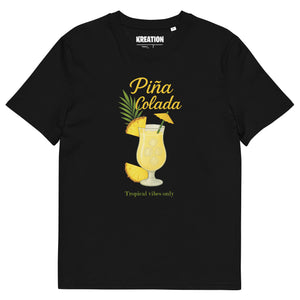 Piña colada cocktail black organic cotton t-shirt