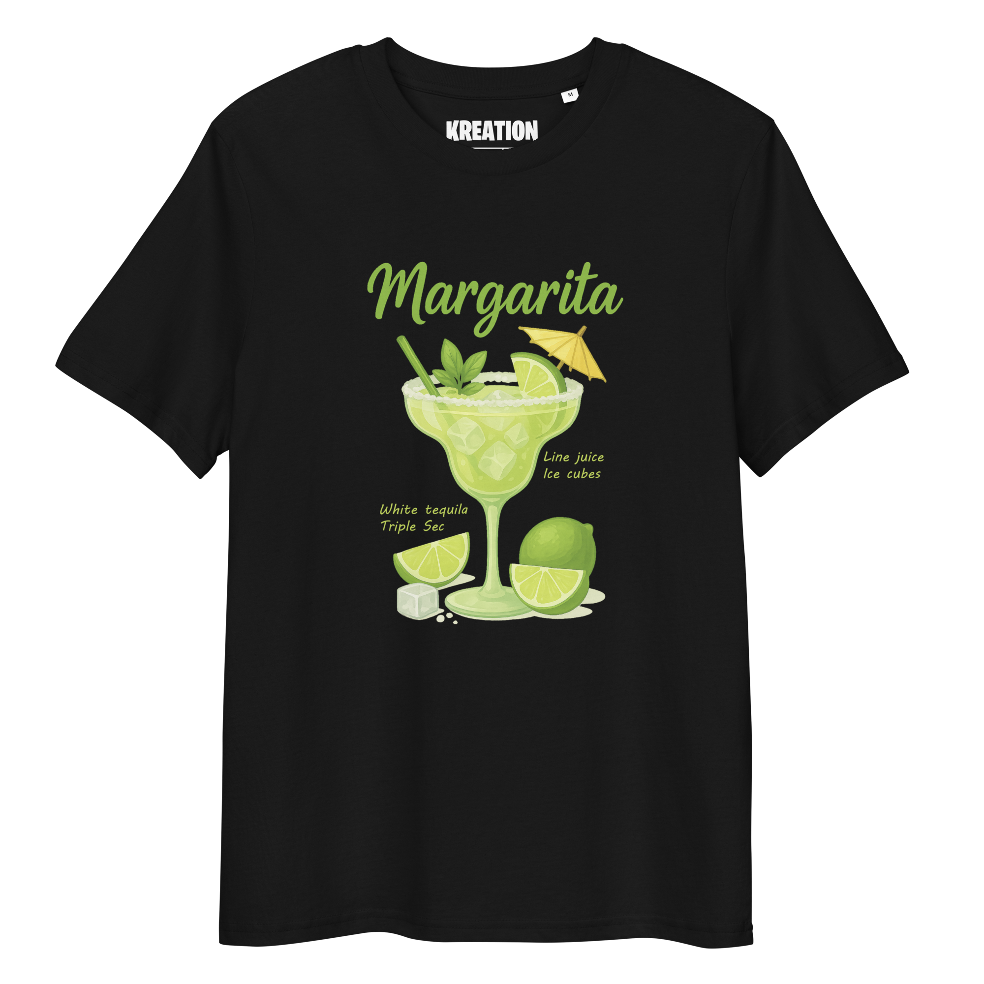 Margarita cocktail black organic cotton t-shirt