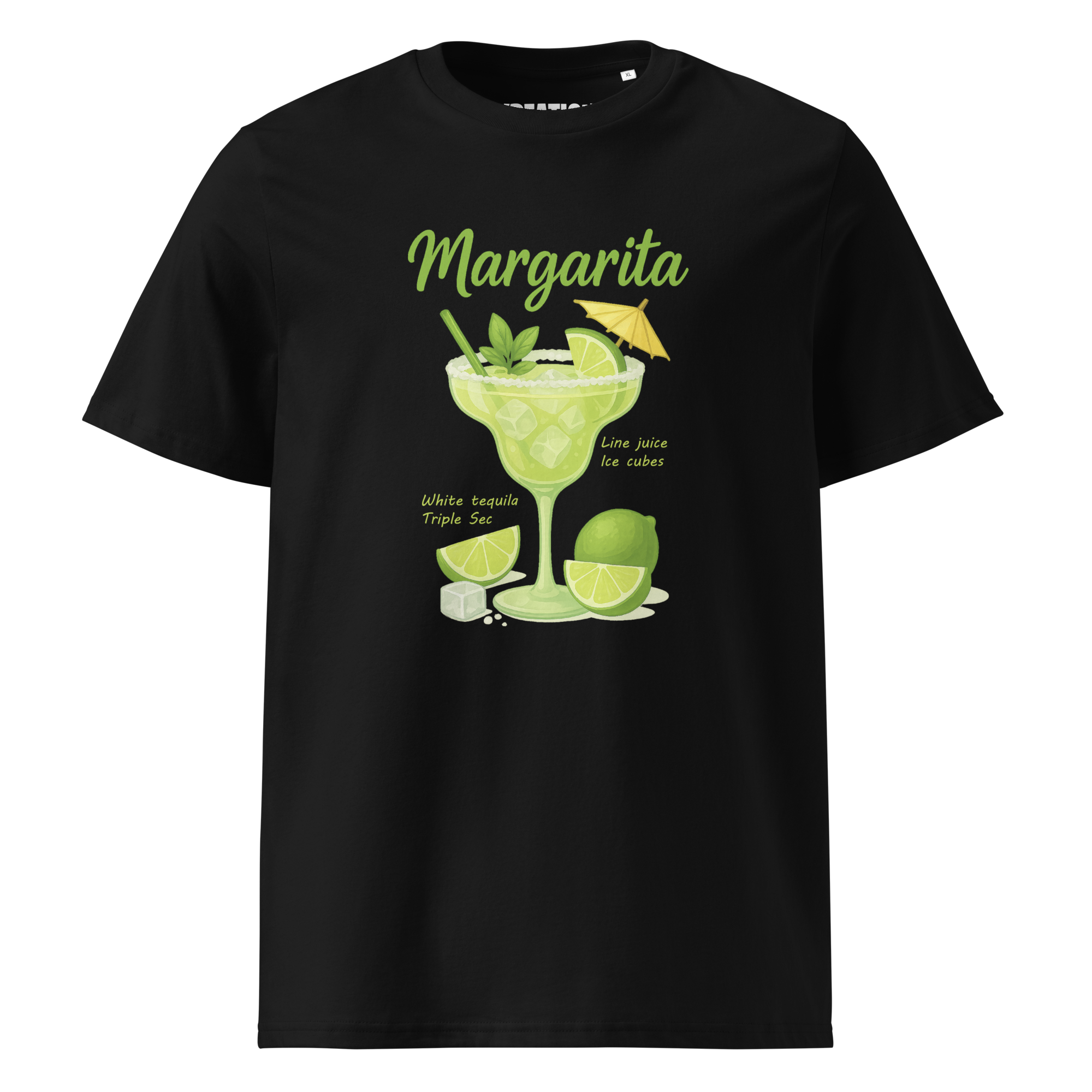 Margarita cocktail black organic cotton t-shirt