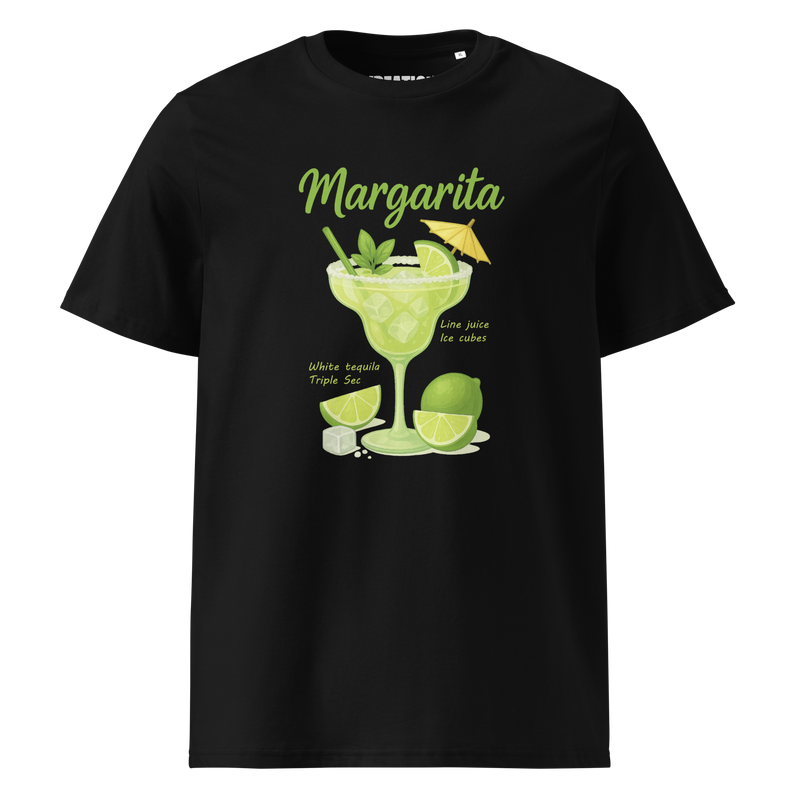 Margarita cocktail black organic cotton t-shirt