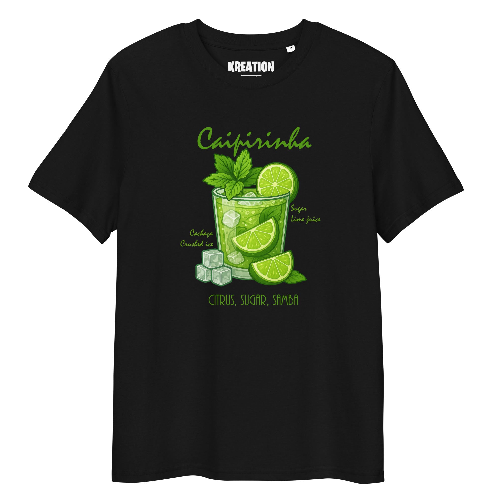 Caipirinha cocktail black organic cotton t-shirt
