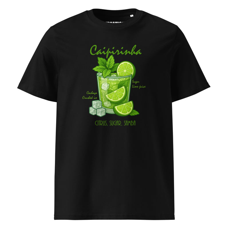 Caipirinha cocktail black organic cotton t-shirt