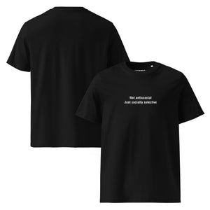 Socially selective organic cotton t-shirt