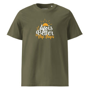 Life is better with flip flops organic cotton t-shirt