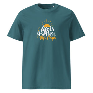 Life is better with flip flops organic cotton t-shirt