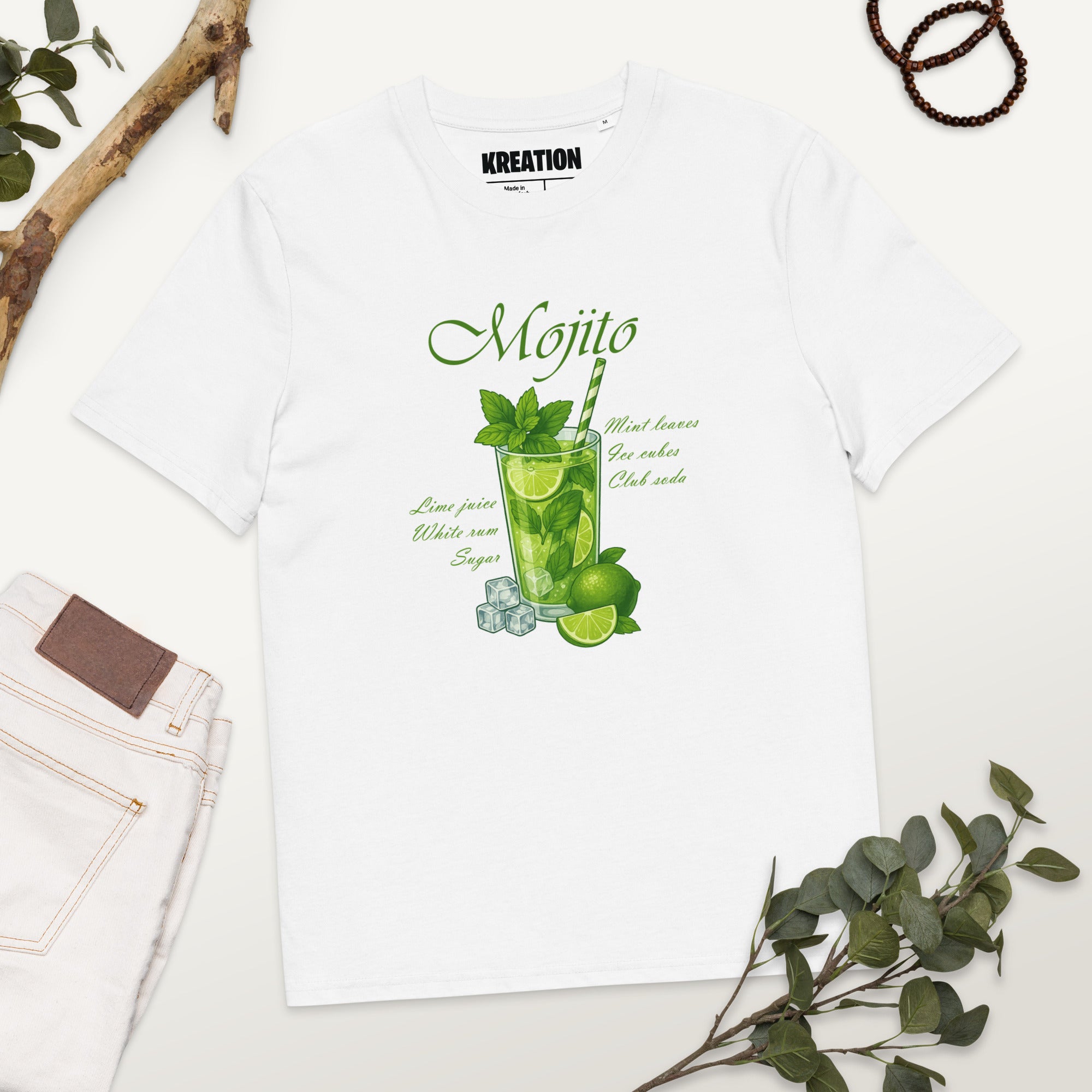 Mojito Cocktail white organic cotton t-shirt